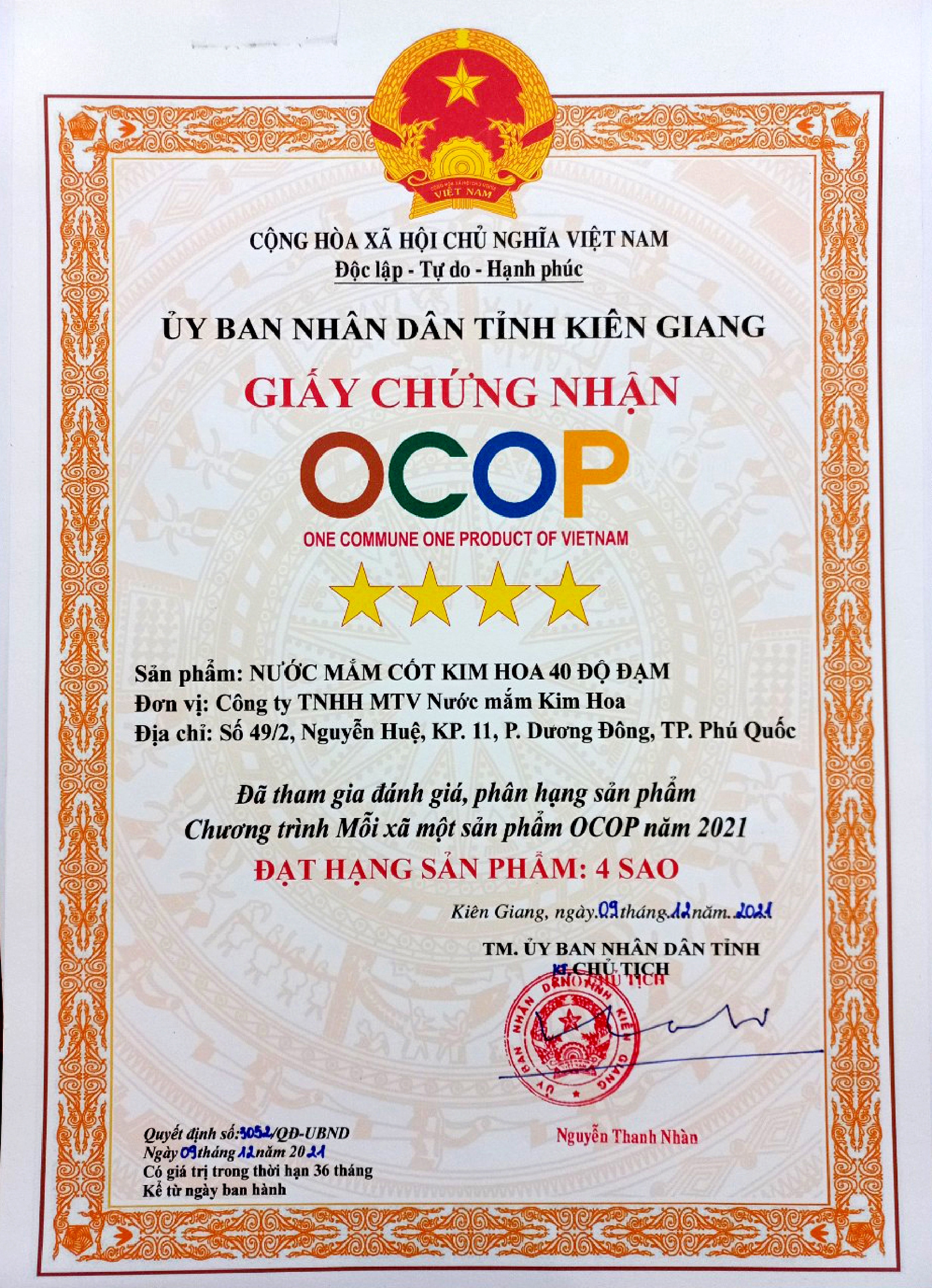 CNSP OCOP 4 sao: Nước mắm 40 độ đạm